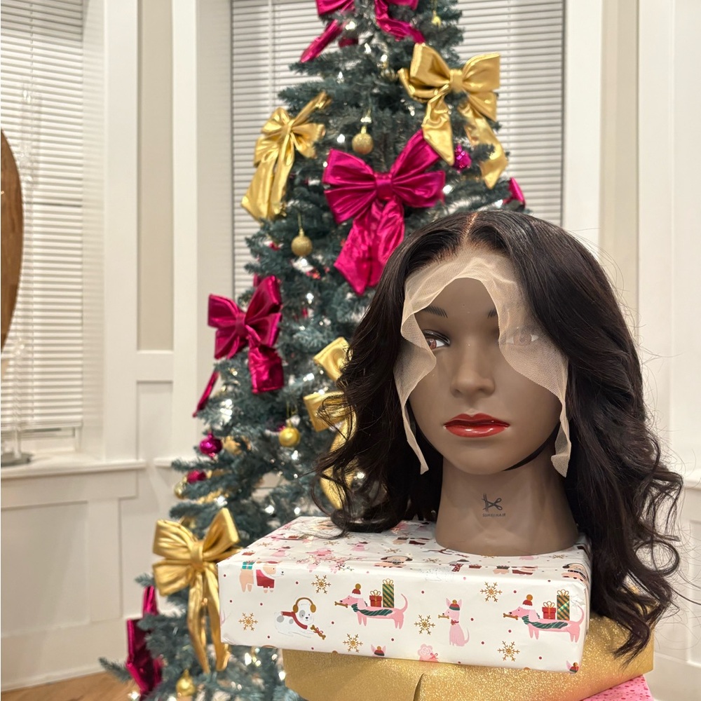 100% Human Hair, 12”, 200% density, 13x4 transparent lace frontal, bodywave
